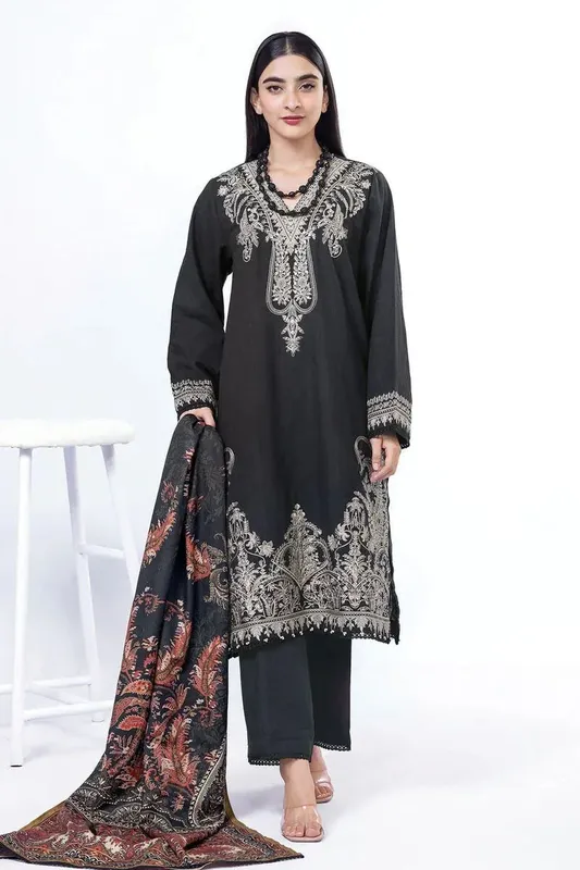 Khaadi My Winter Mood Black Khaddar – view 1 – Poshaq