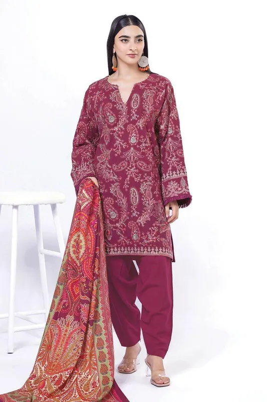 Khaadi My Winter Mood Rose Pink Khaddar – view 1 – Poshaq