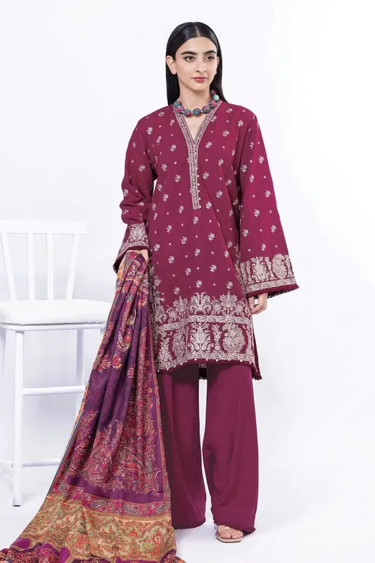 Khaadi My Winter Mood Wine Khaddar – view 1 – Poshaq