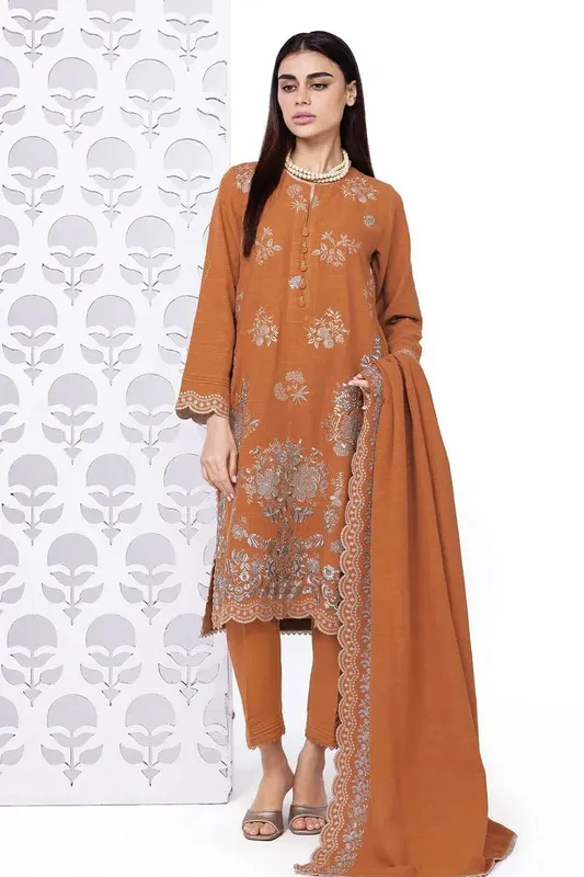 Khaadi My Winter Mood Rust Brown Khaddar – view 1 – Poshaq