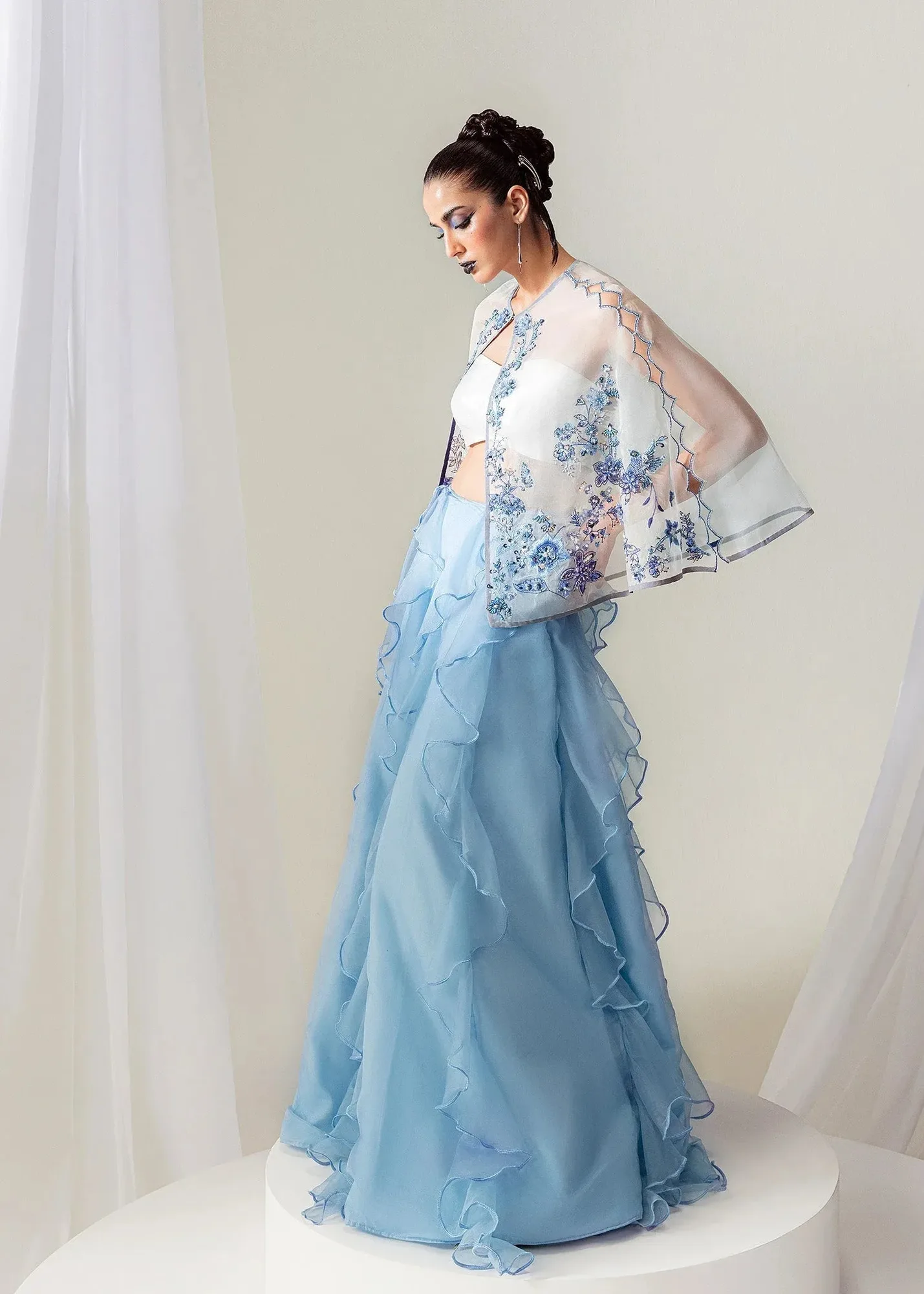 Mahum Asad The Sirens Off White Organza – view 2 – Poshaq