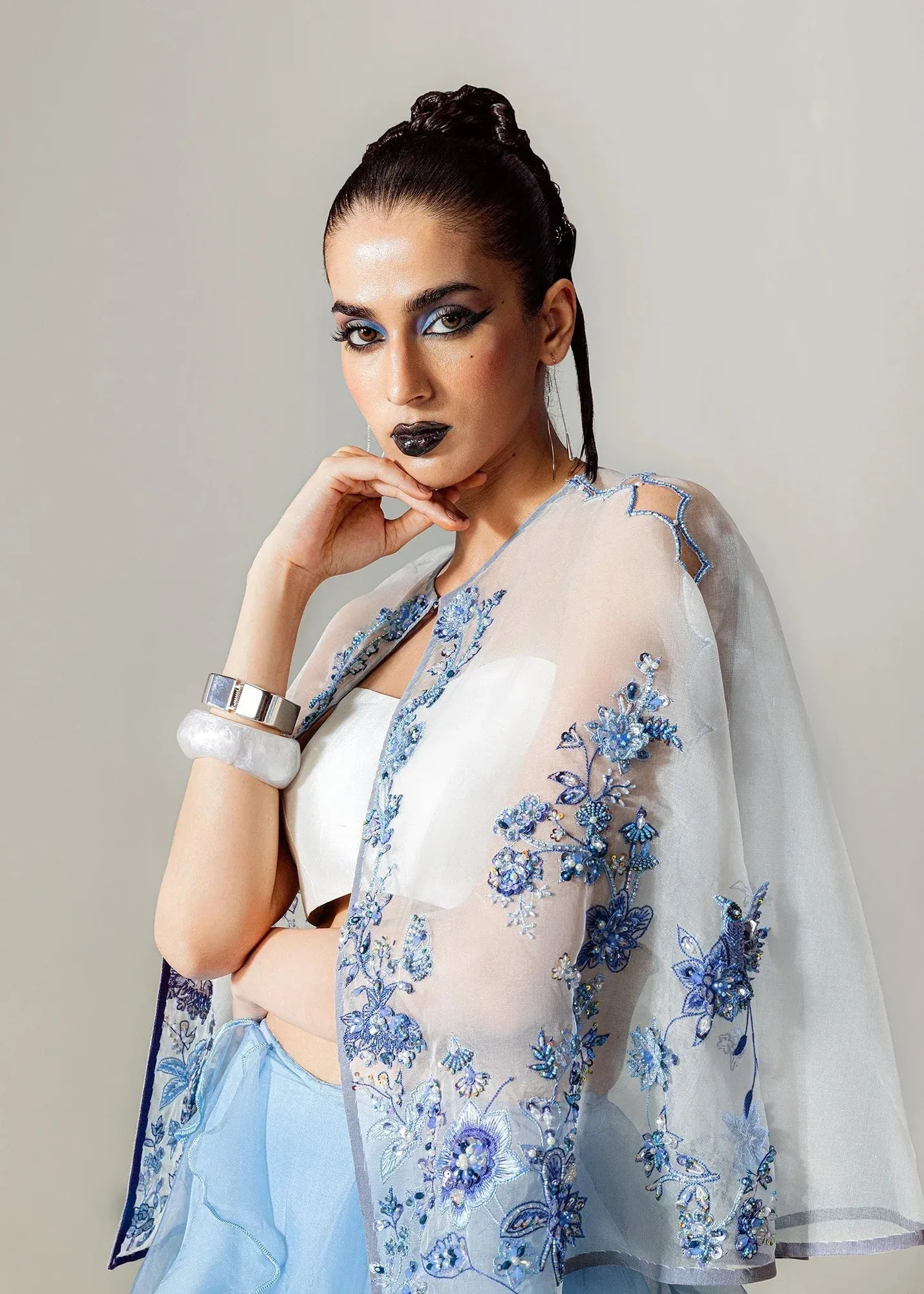Mahum Asad The Sirens Off White Organza – view 3 – Poshaq