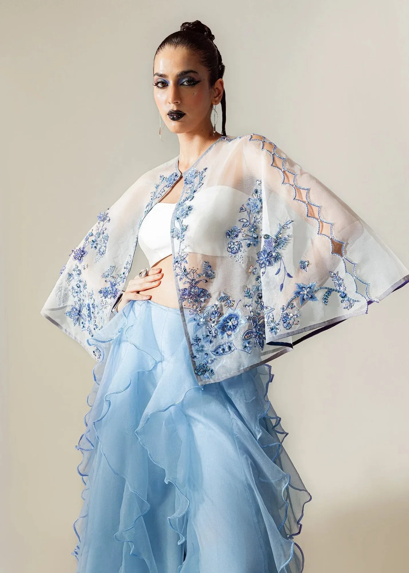 Mahum Asad The Sirens Off White Organza – view 4 – Poshaq