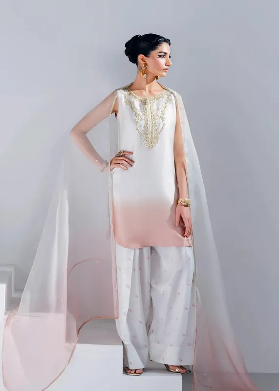 Mahum Asad The Remix Edit White Organza – view 1 – Poshaq