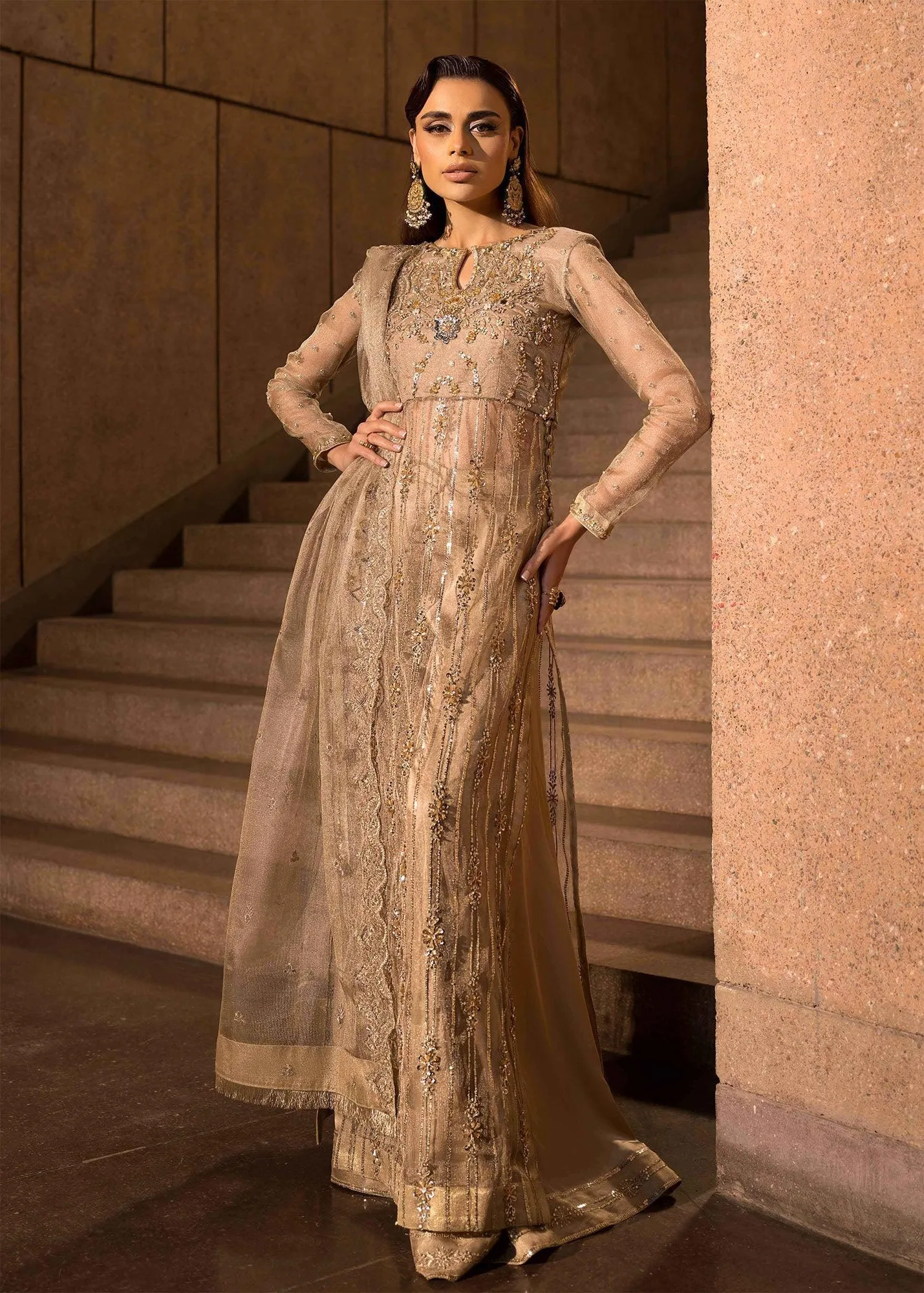 Mahum Asad Dream a Little Dream of Me Silver Gold Tissue – view 2 – Poshaq