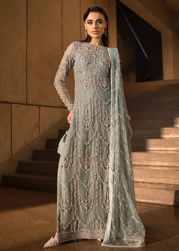 Mahum Asad Dream a Little Dream of Me Ice Blue Silk – view 1 – Poshaq