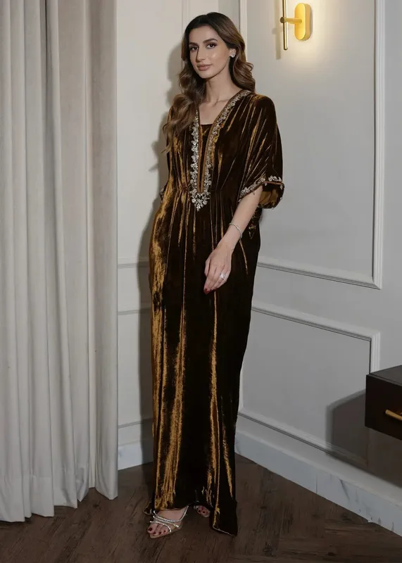 Mahum Asad Voila Velvets Gold Velvet – view 1 – Poshaq