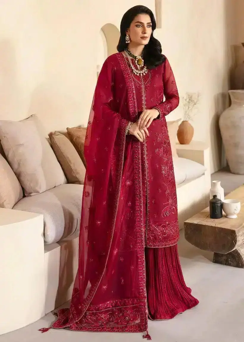 Mahum Asad Lamhay Wedding Formals 23 Maroon Raw Silk – view 1 – Poshaq