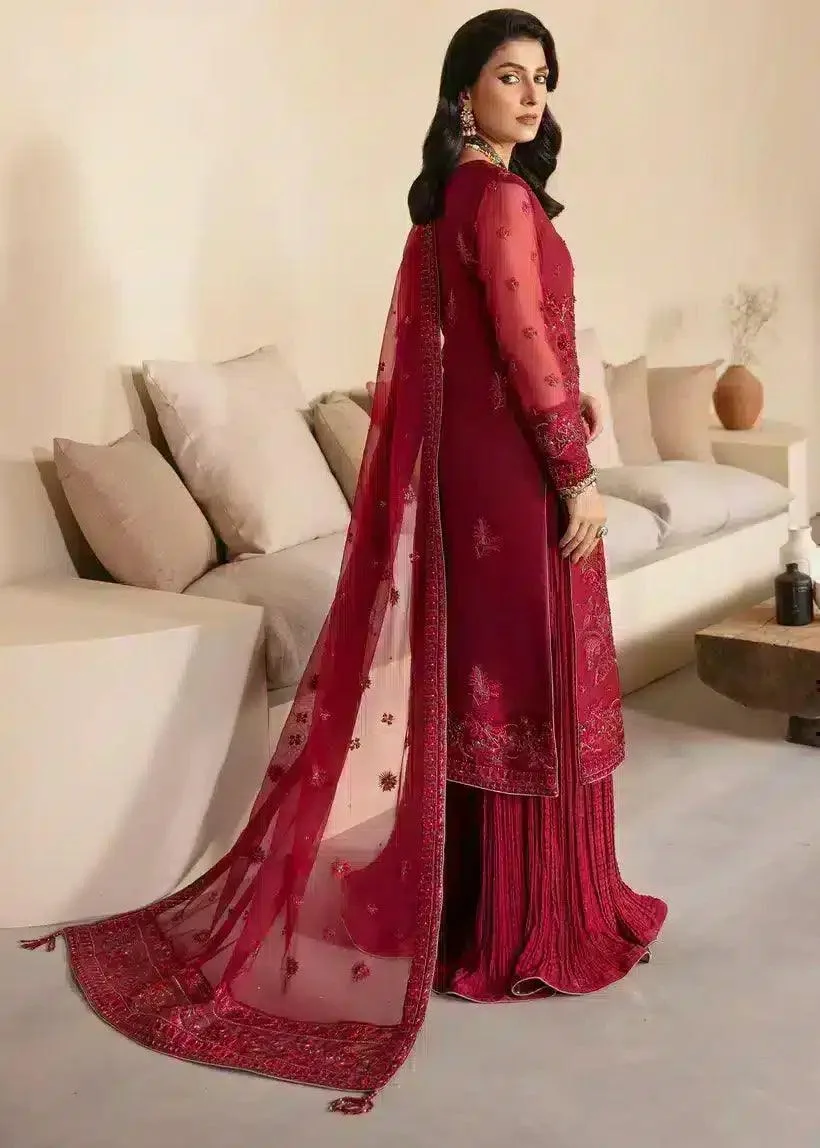 Mahum Asad Lamhay Wedding Formals 23 Maroon Raw Silk – view 2 – Poshaq