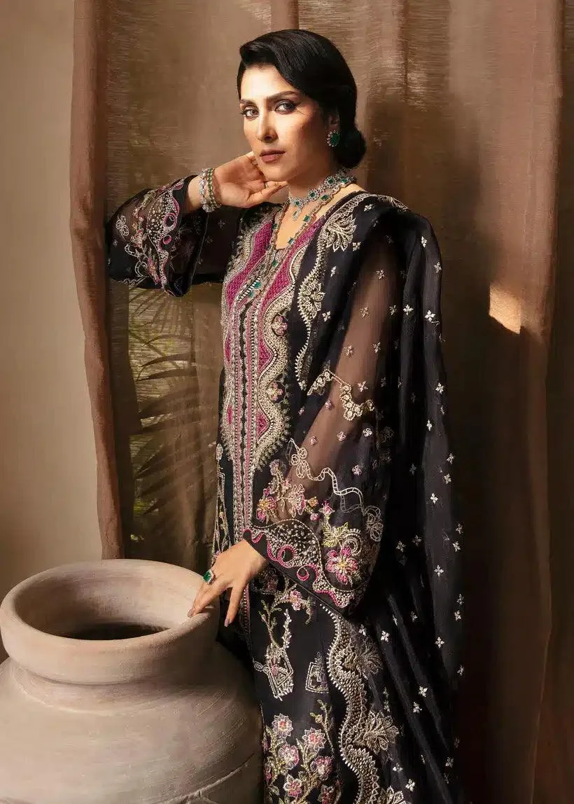 Mahum Asad Lamhay Wedding Formals 23 Black Raw Silk – view 3 – Poshaq