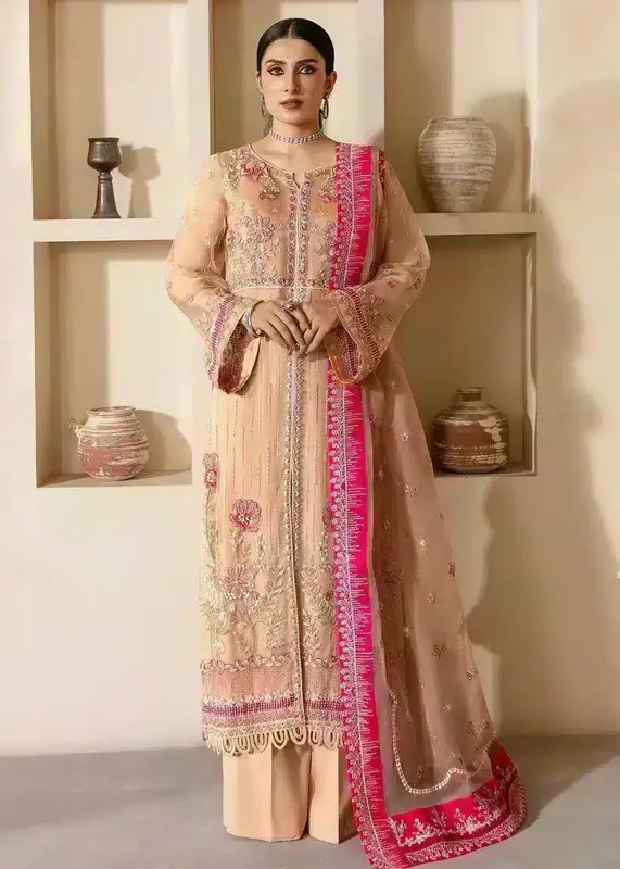 Mahum Asad Lamhay Wedding Formals 23 Beige Raw Silk – view 1 – Poshaq