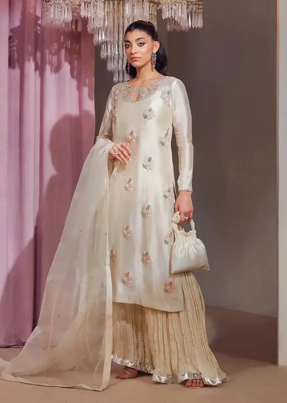 Mahum Asad Forever and Ever Formals Ivory Raw Silk – view 1 – Poshaq