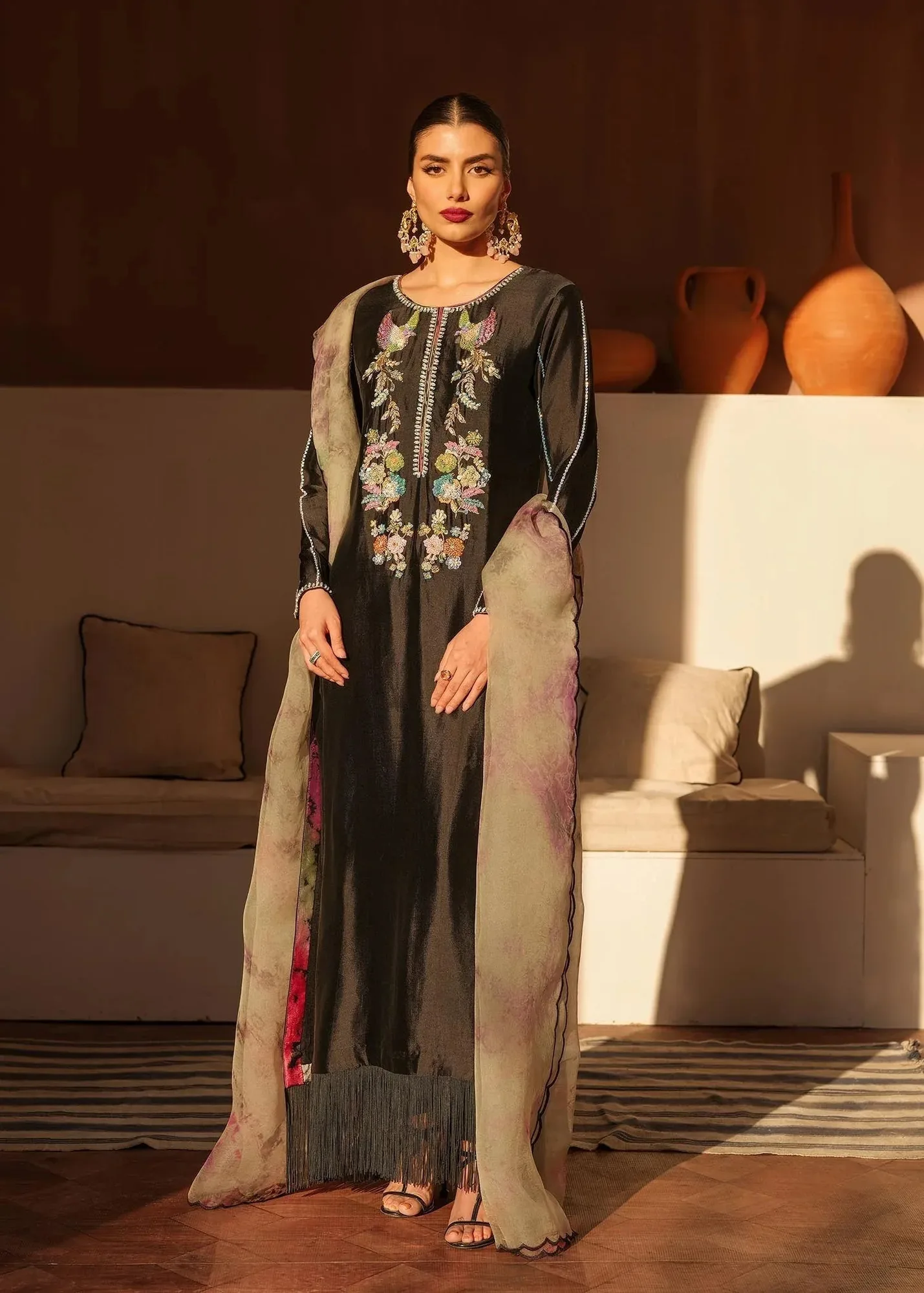 Mahum Asad Raising The Bar Orange Organza – view 1 – Poshaq