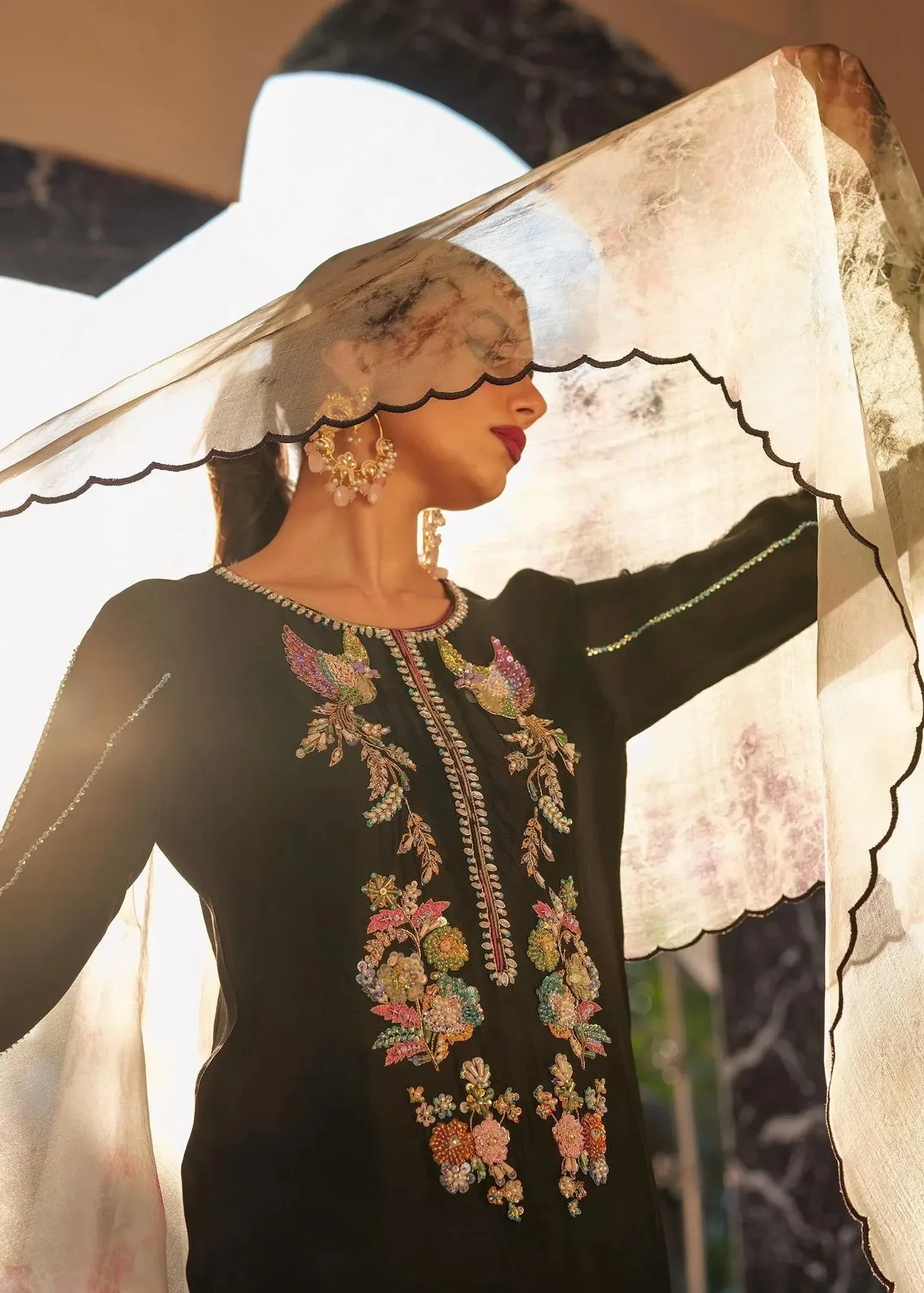 Mahum Asad Raising The Bar Orange Organza – view 2 – Poshaq