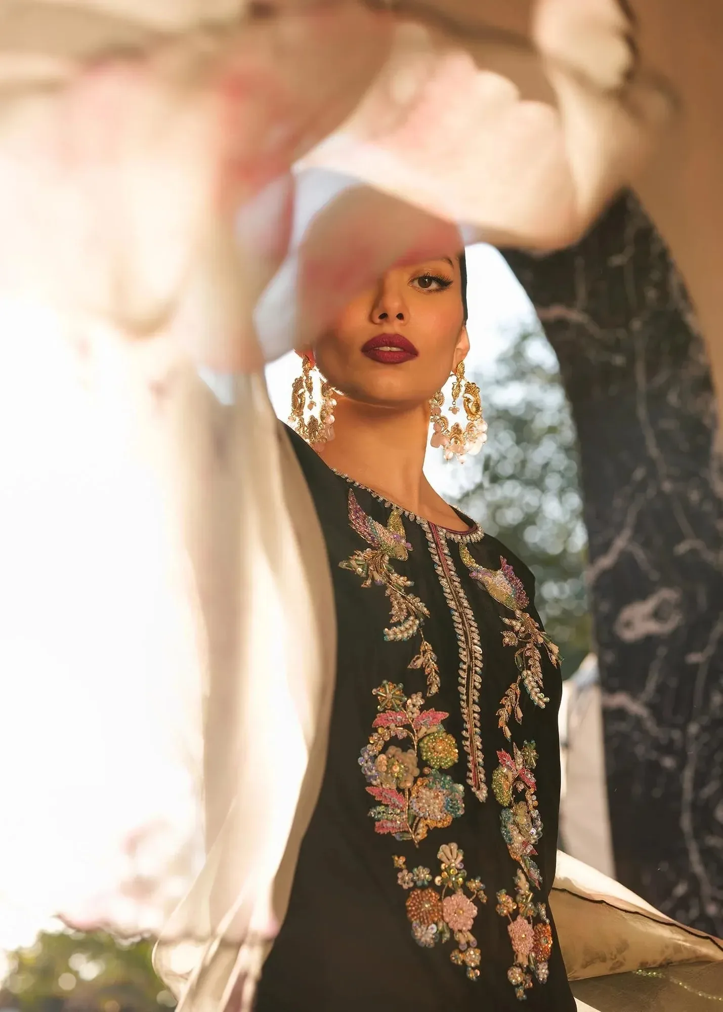 Mahum Asad Raising The Bar Orange Organza – view 3 – Poshaq