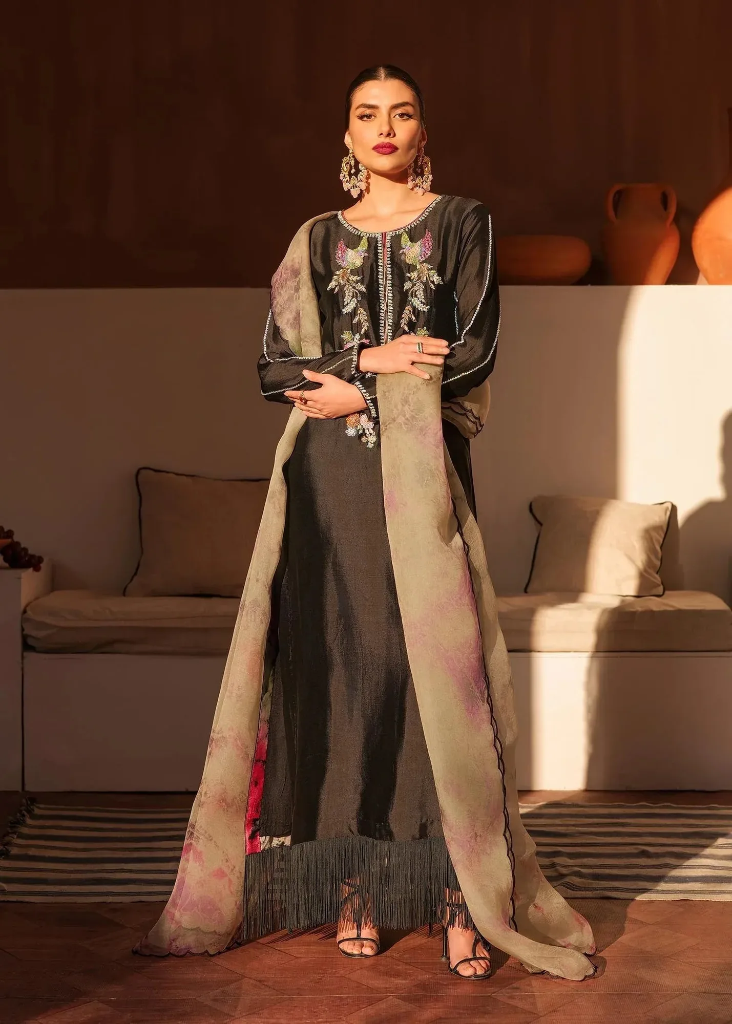 Mahum Asad Raising The Bar Orange Organza – view 4 – Poshaq