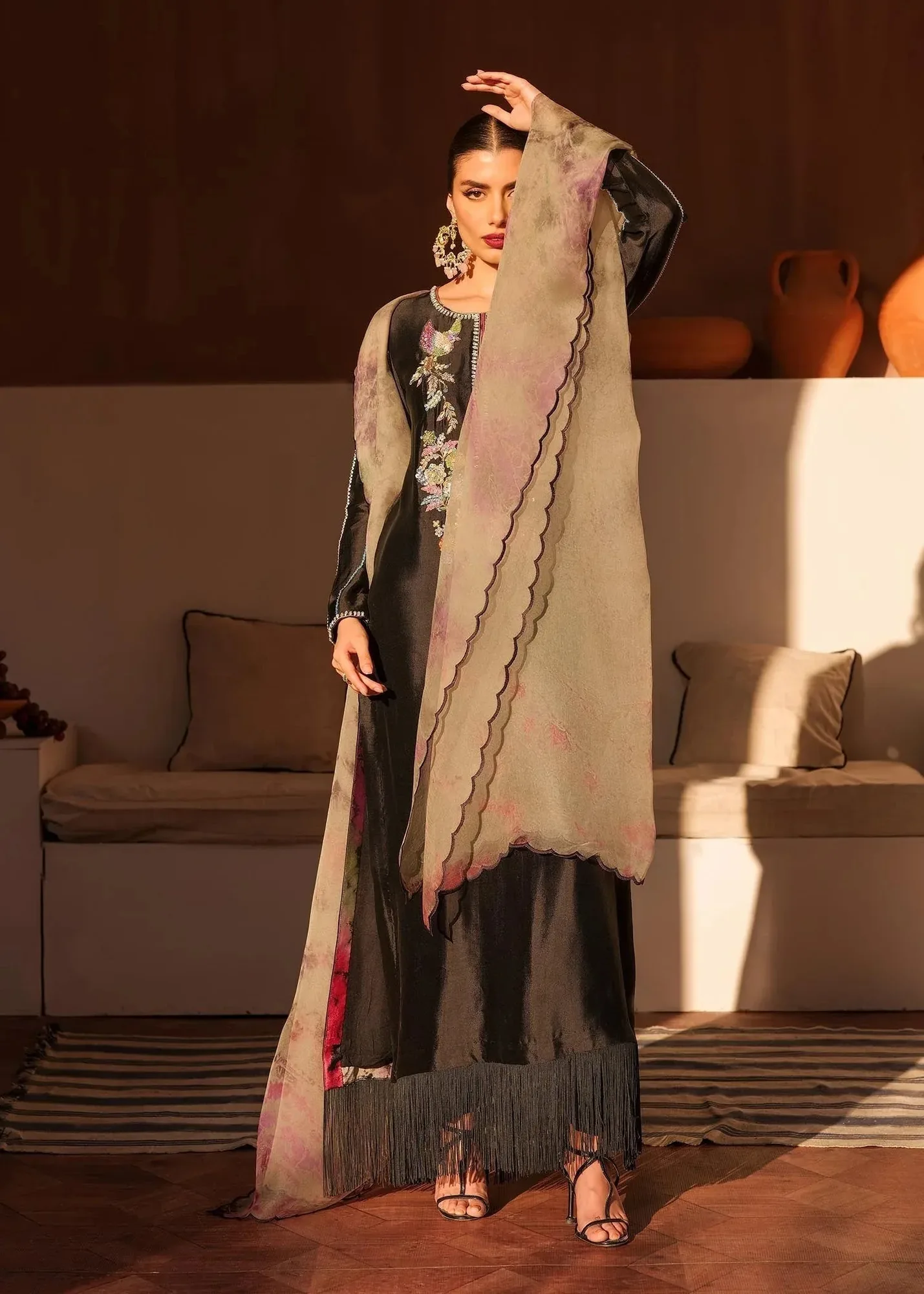 Mahum Asad Raising The Bar Orange Organza – view 5 – Poshaq