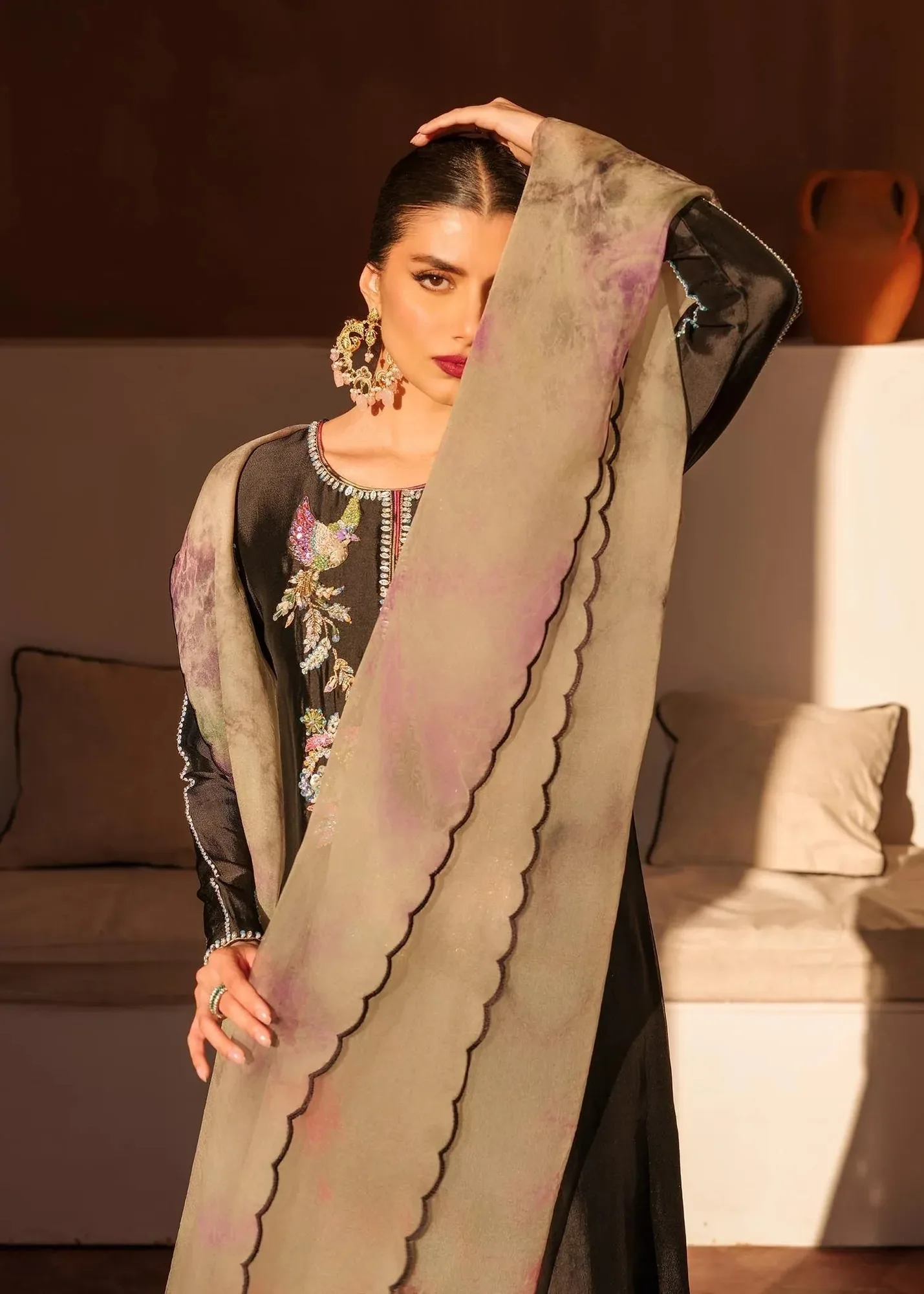 Mahum Asad Raising The Bar Orange Organza – view 6 – Poshaq