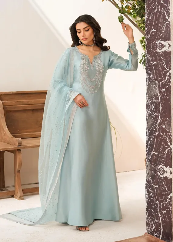 Mahum Asad Raising The Bar Sky Blue Organza – view 1 – Poshaq