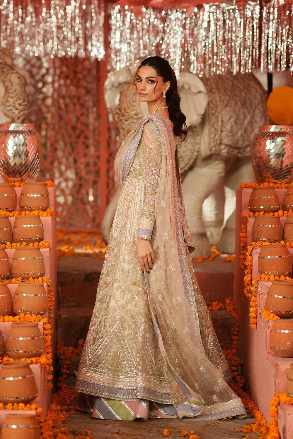 Maryum N Maria Husn Wedding Formals Ivory Net – view 5 – Poshaq