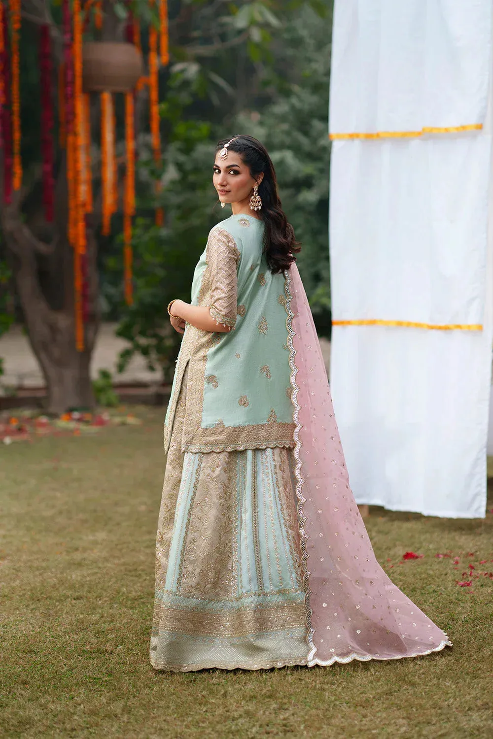 Maryum N Maria Husn Wedding Formals Mint Organza – view 2 – Poshaq