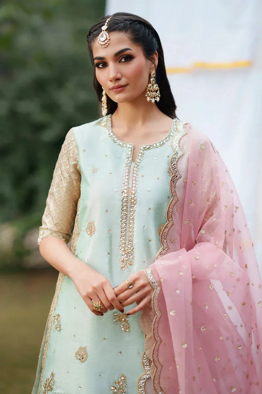 Maryum N Maria Husn Wedding Formals Mint Organza – view 3 – Poshaq