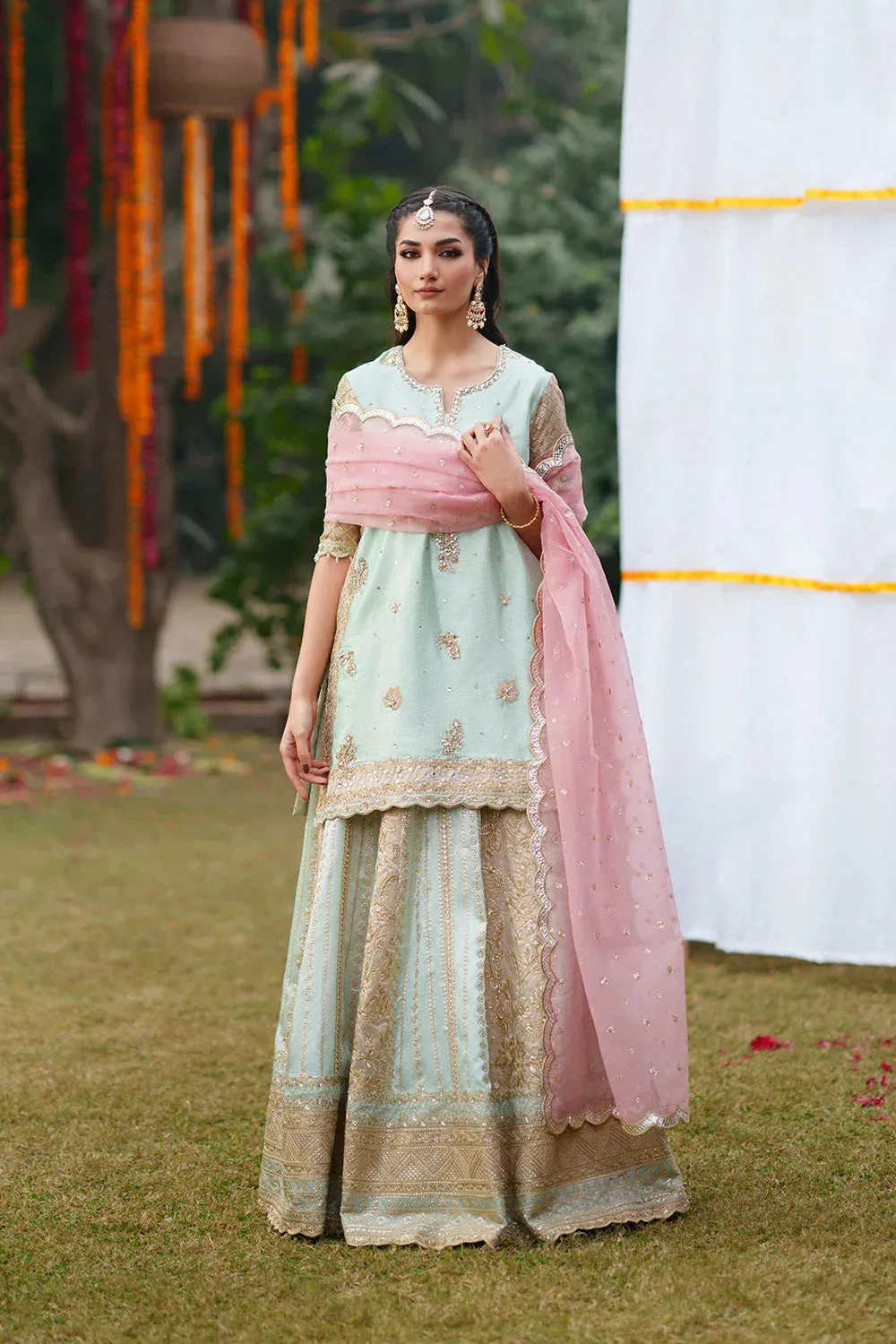 Maryum N Maria Husn Wedding Formals Mint Organza – view 4 – Poshaq