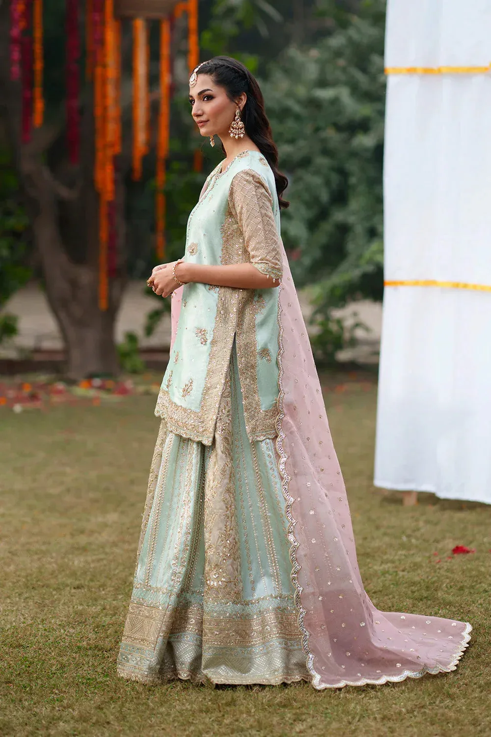Maryum N Maria Husn Wedding Formals Mint Organza – view 5 – Poshaq