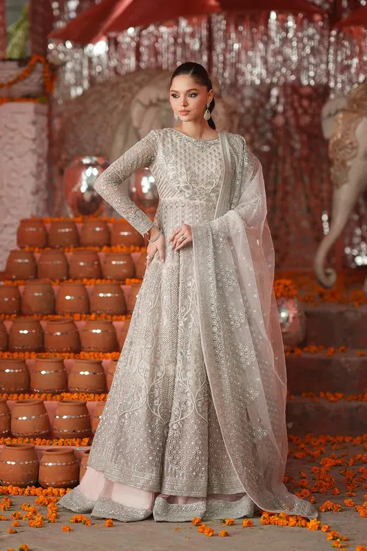 Maryum N Maria Husn Wedding Formals Off White Net – view 1 – Poshaq
