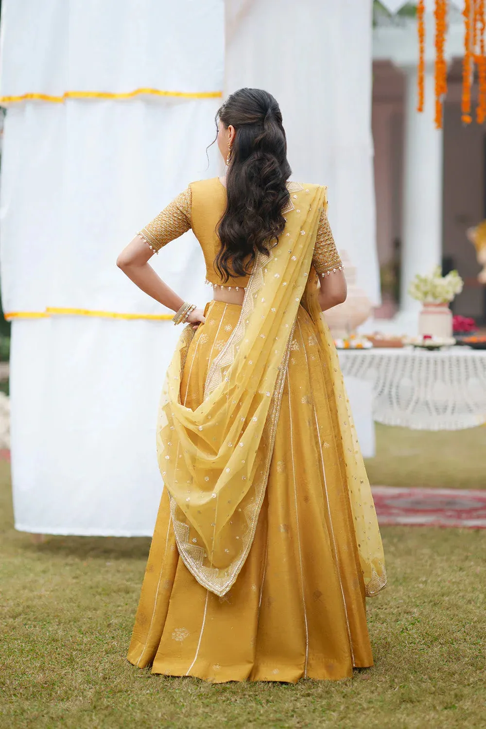 Maryum N Maria Husn Wedding Formals Mustard Organza – view 2 – Poshaq