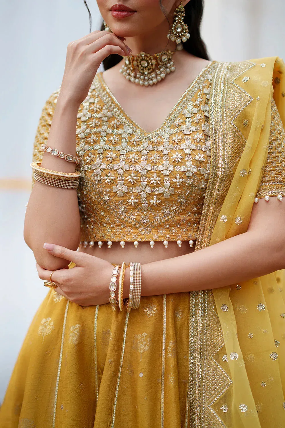 Maryum N Maria Husn Wedding Formals Mustard Organza – view 3 – Poshaq