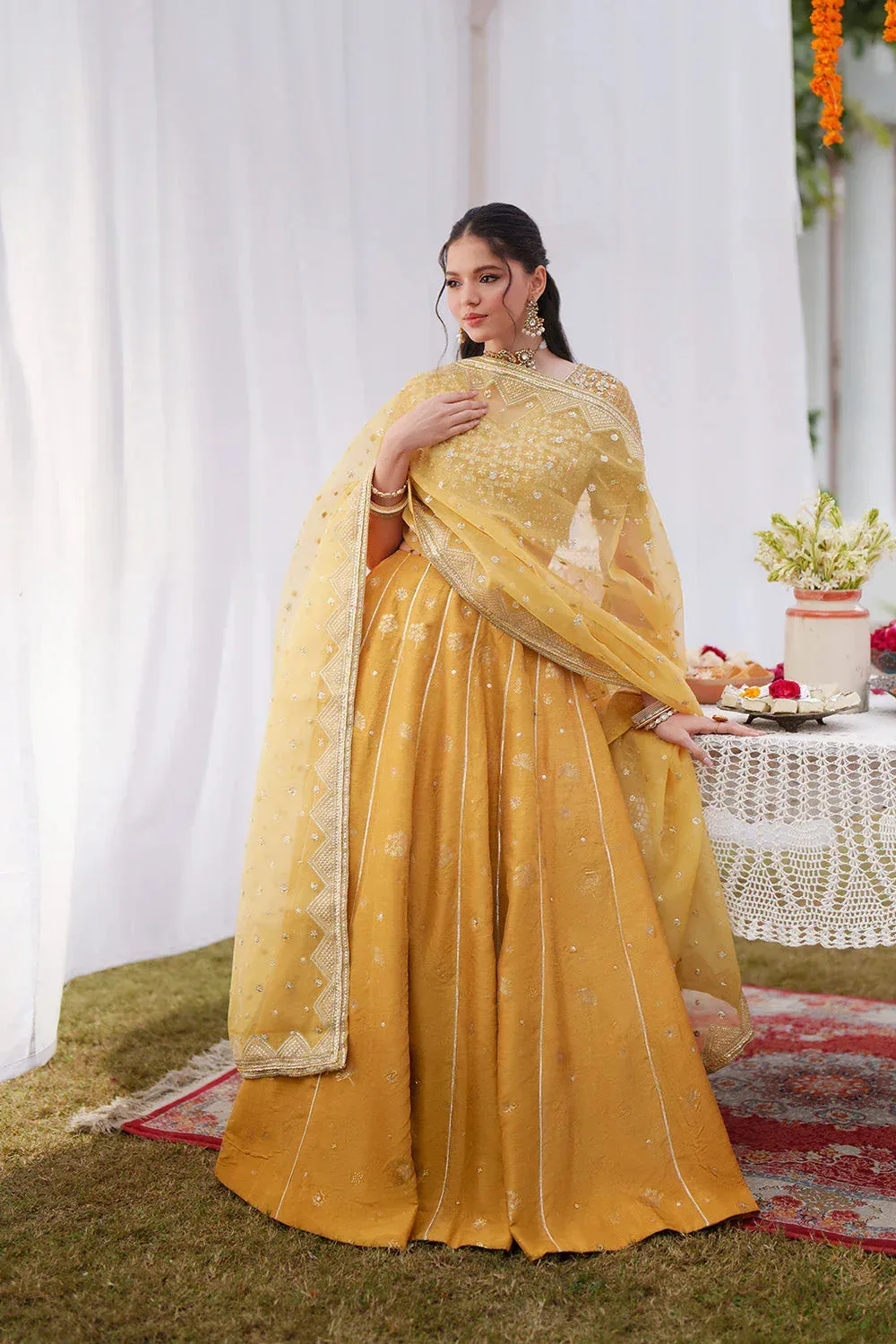 Maryum N Maria Husn Wedding Formals Mustard Organza – view 4 – Poshaq