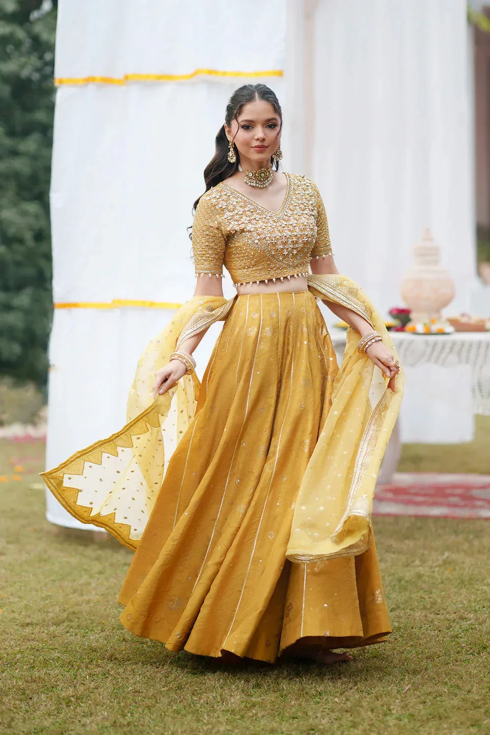 Maryum N Maria Husn Wedding Formals Mustard Organza – view 5 – Poshaq
