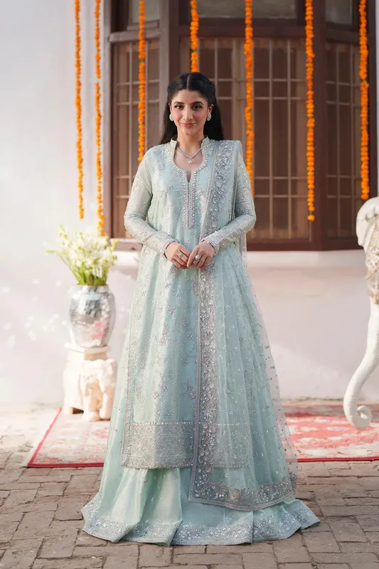 Maryum N Maria Husn Wedding Formals Ice Blue Tissue – view 1 – Poshaq