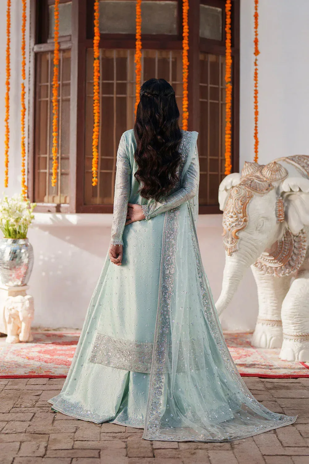 Maryum N Maria Husn Wedding Formals Ice Blue Tissue – view 2 – Poshaq