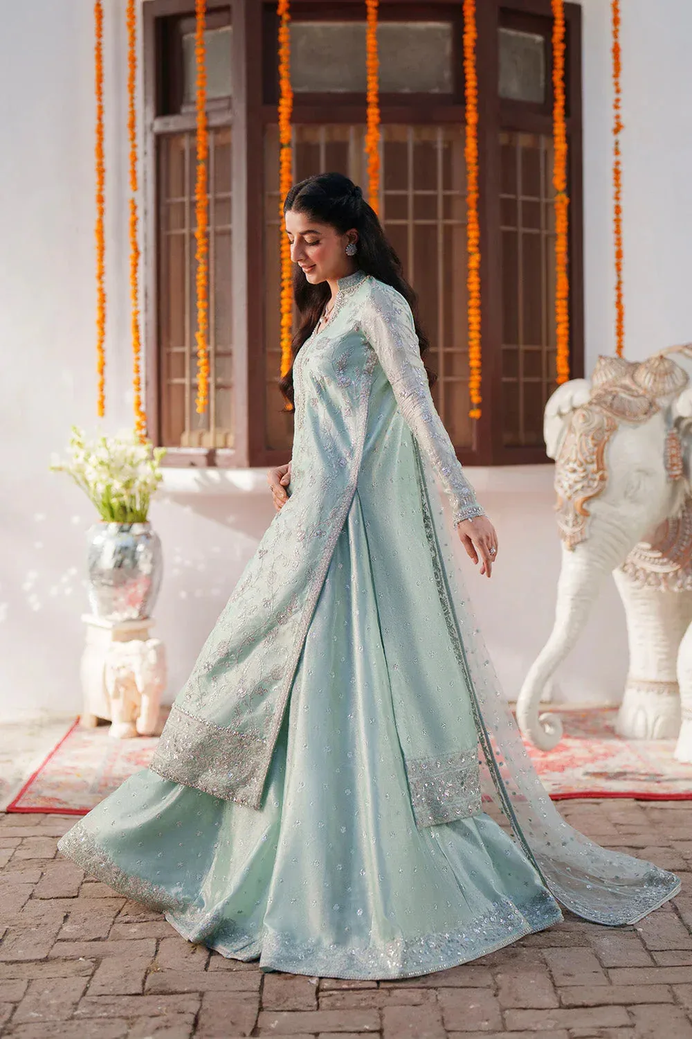Maryum N Maria Husn Wedding Formals Ice Blue Tissue – view 5 – Poshaq