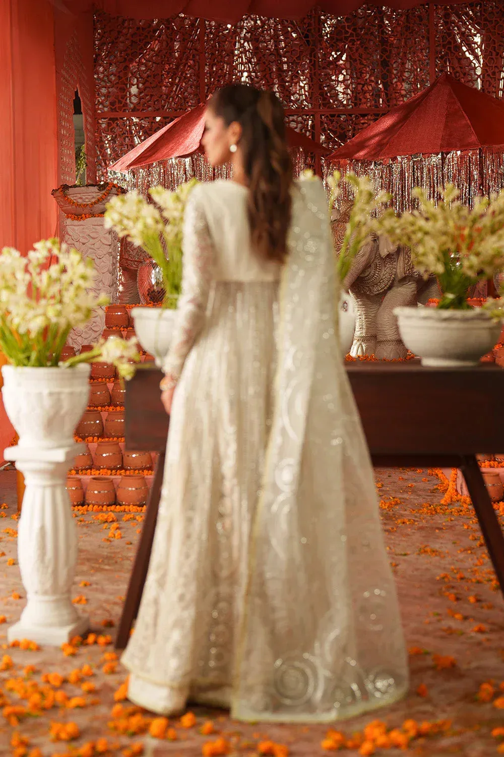 Maryum N Maria Husn Wedding Formals Ivory Organza – view 2 – Poshaq