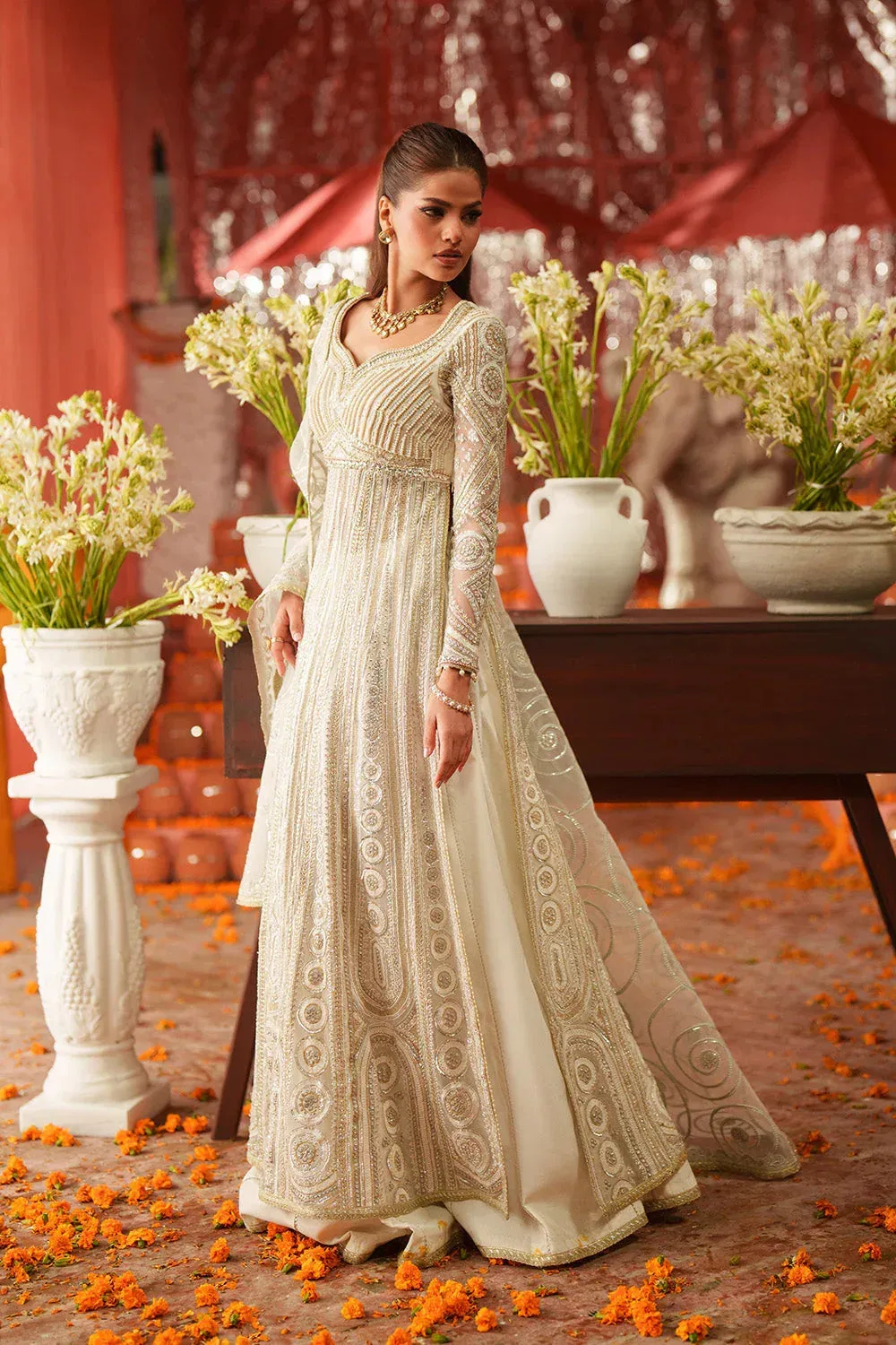 Maryum N Maria Husn Wedding Formals Ivory Organza – view 4 – Poshaq