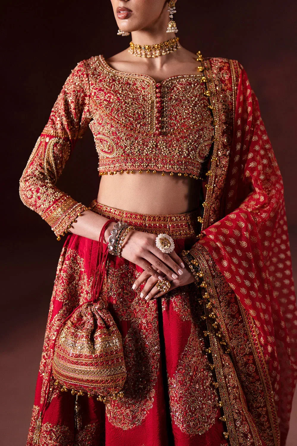 Maryum N Maria Luxury Silk Rust Organza – view 3 – Poshaq