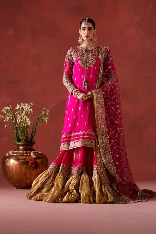 Maryum N Maria Luxury Silk Pink Georgette – view 1 – Poshaq