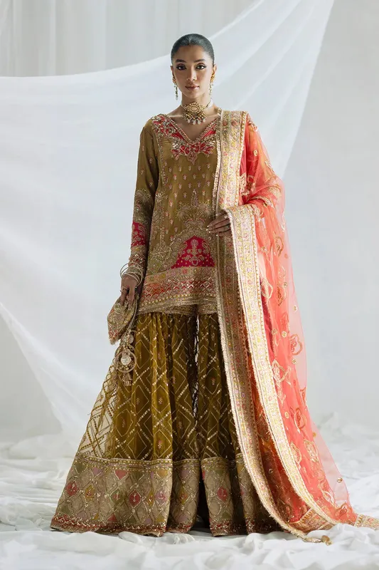 Maryum N Maria Serene Wedding Dresses Olive Green Organza – view 1 – Poshaq
