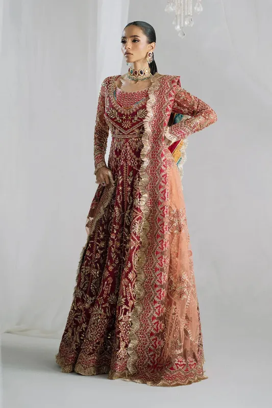 Maryum N Maria Serene Wedding Dresses Maroon Grip – view 1 – Poshaq