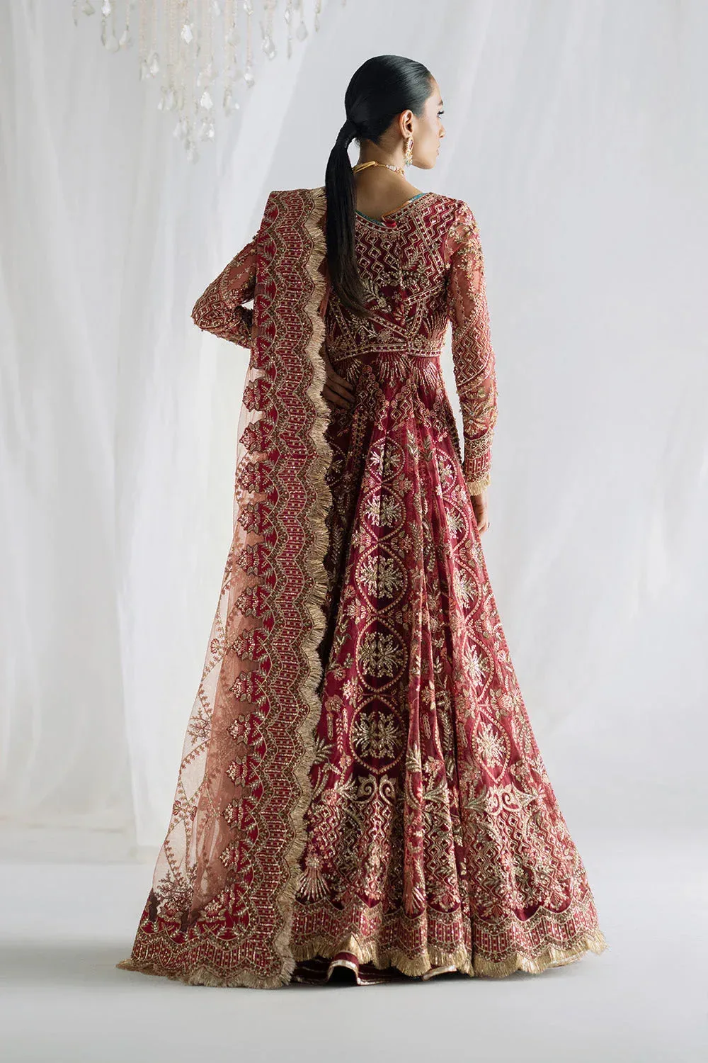 Maryum N Maria Serene Wedding Dresses Maroon Grip – view 2 – Poshaq
