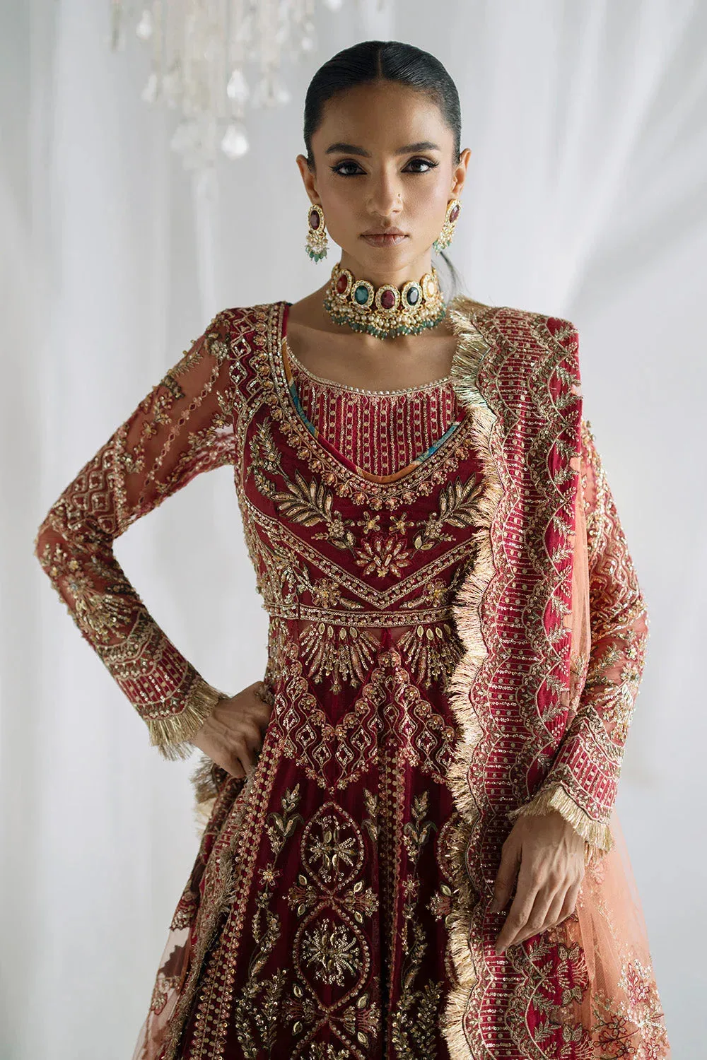 Maryum N Maria Serene Wedding Dresses Maroon Grip – view 3 – Poshaq