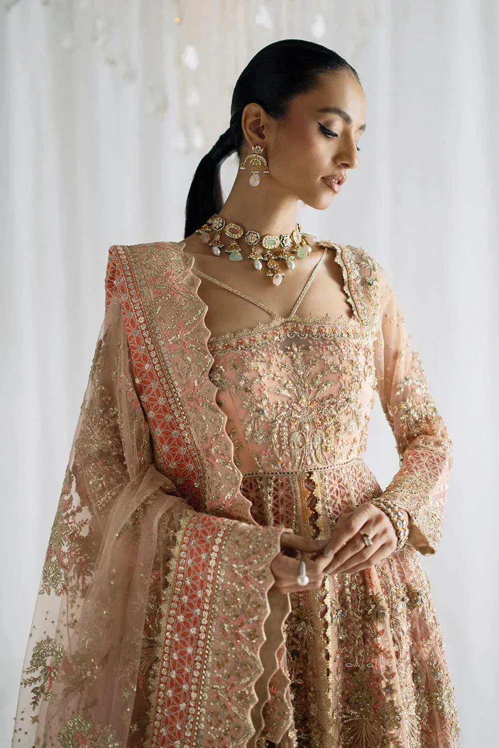 Maryum N Maria Serene Wedding Dresses Peach Pink Grip – view 3 – Poshaq
