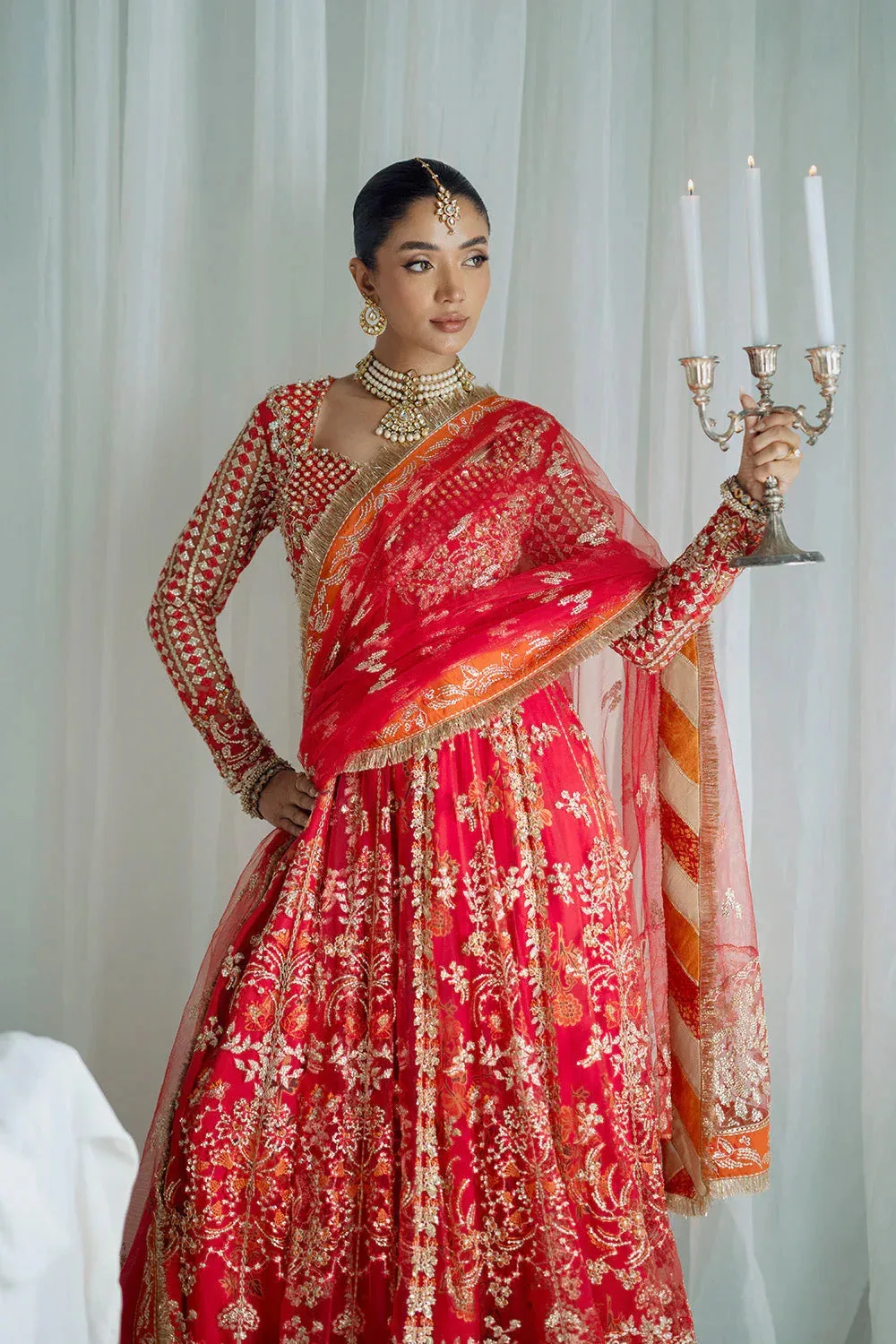 Maryum N Maria Serene Wedding Dresses Red Net – view 3 – Poshaq