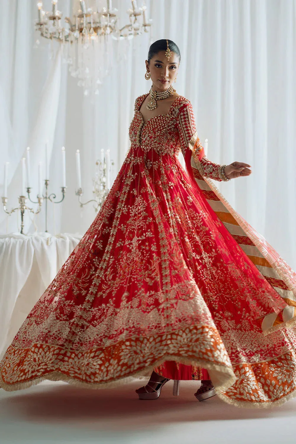 Maryum N Maria Serene Wedding Dresses Red Net – view 4 – Poshaq