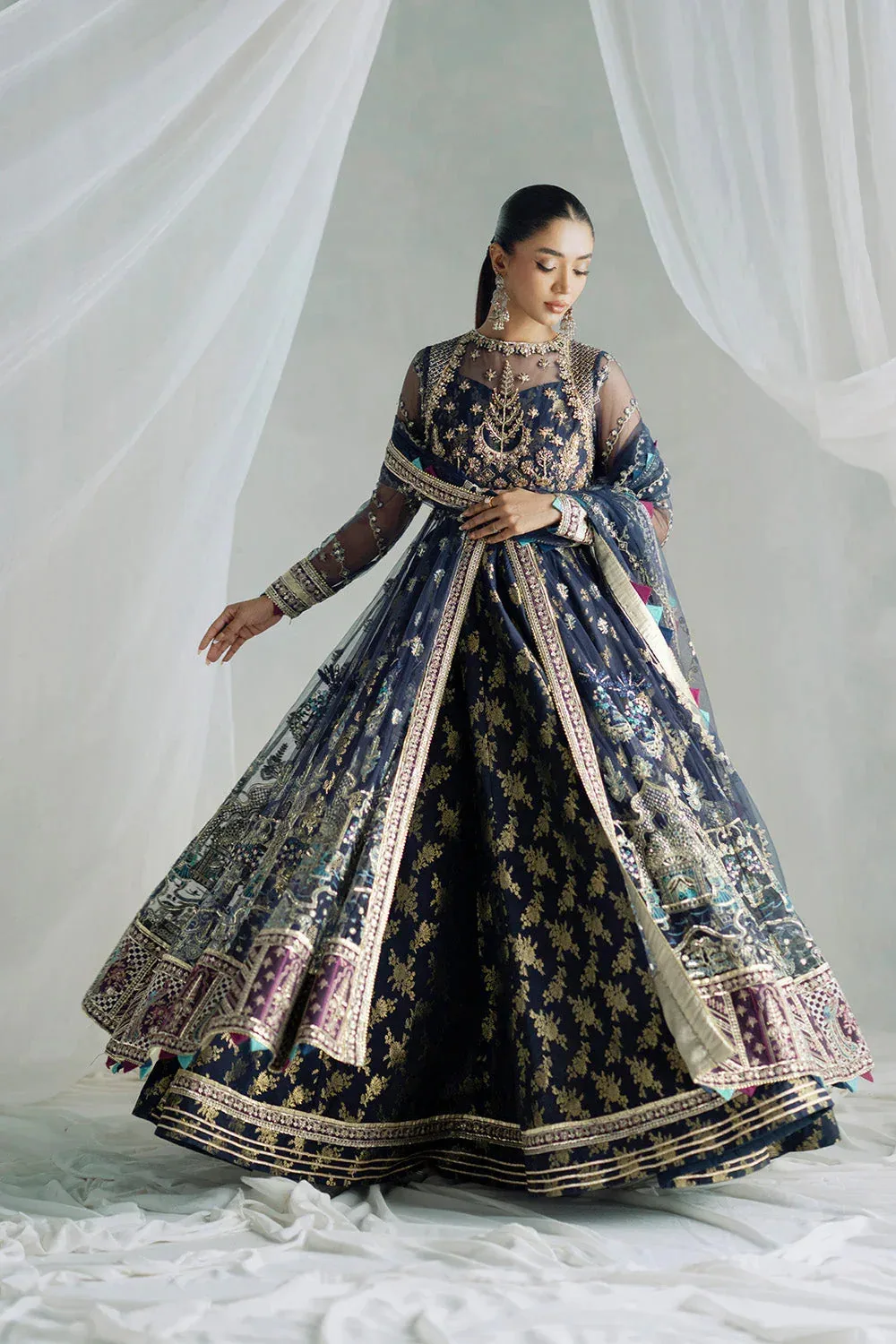 Maryum N Maria Serene Wedding Dresses Navy Blue Tissue – view 3 – Poshaq