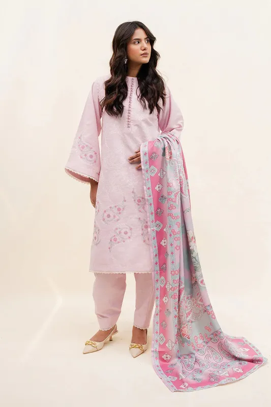 Maryum N Maria Latte Layers Pret Pink Khaddar – view 1 – Poshaq