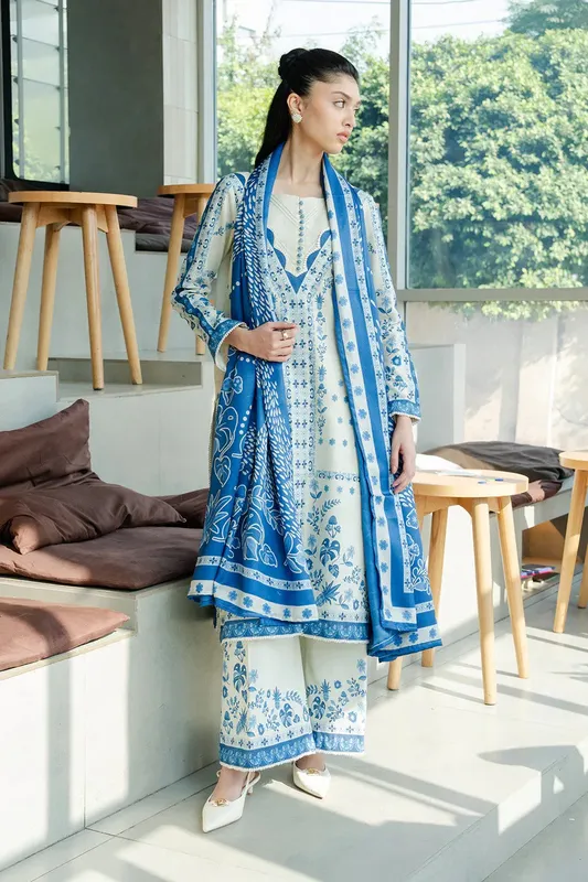 Maryum N Maria Latte Layers Pret Off White Khaddar – view 1 – Poshaq